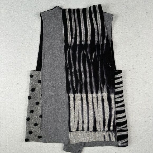 Herzenburg Hand Painted Original Vest Women’s Small Gray Wool Open Front Art - Picture 10 of 16